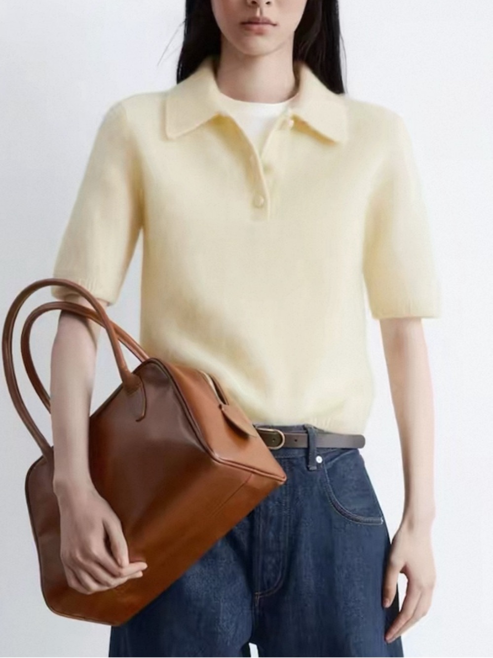 Other stories - Brushed Knit Polo T-Shirt
